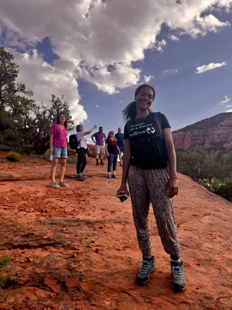 group hiking at bell rock energy vortex in Sedona for Sedona Spiritual Retreat 2025